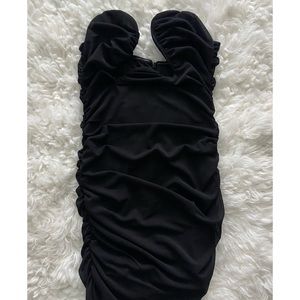 Black ruche dress with cutout, fits like size medium